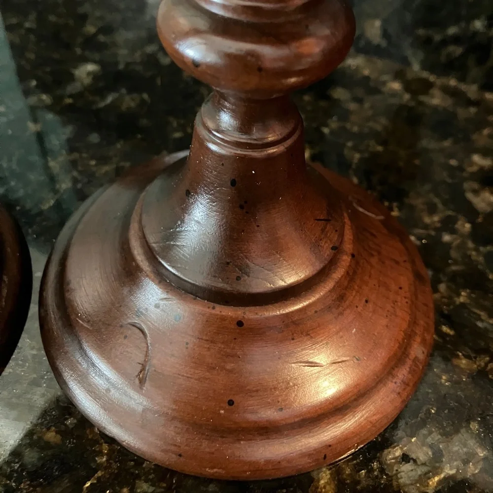 2 CHARLES LESTERS’ HAND TURNED WOOD CANDLESTICK CANDLE HOLDERS 9